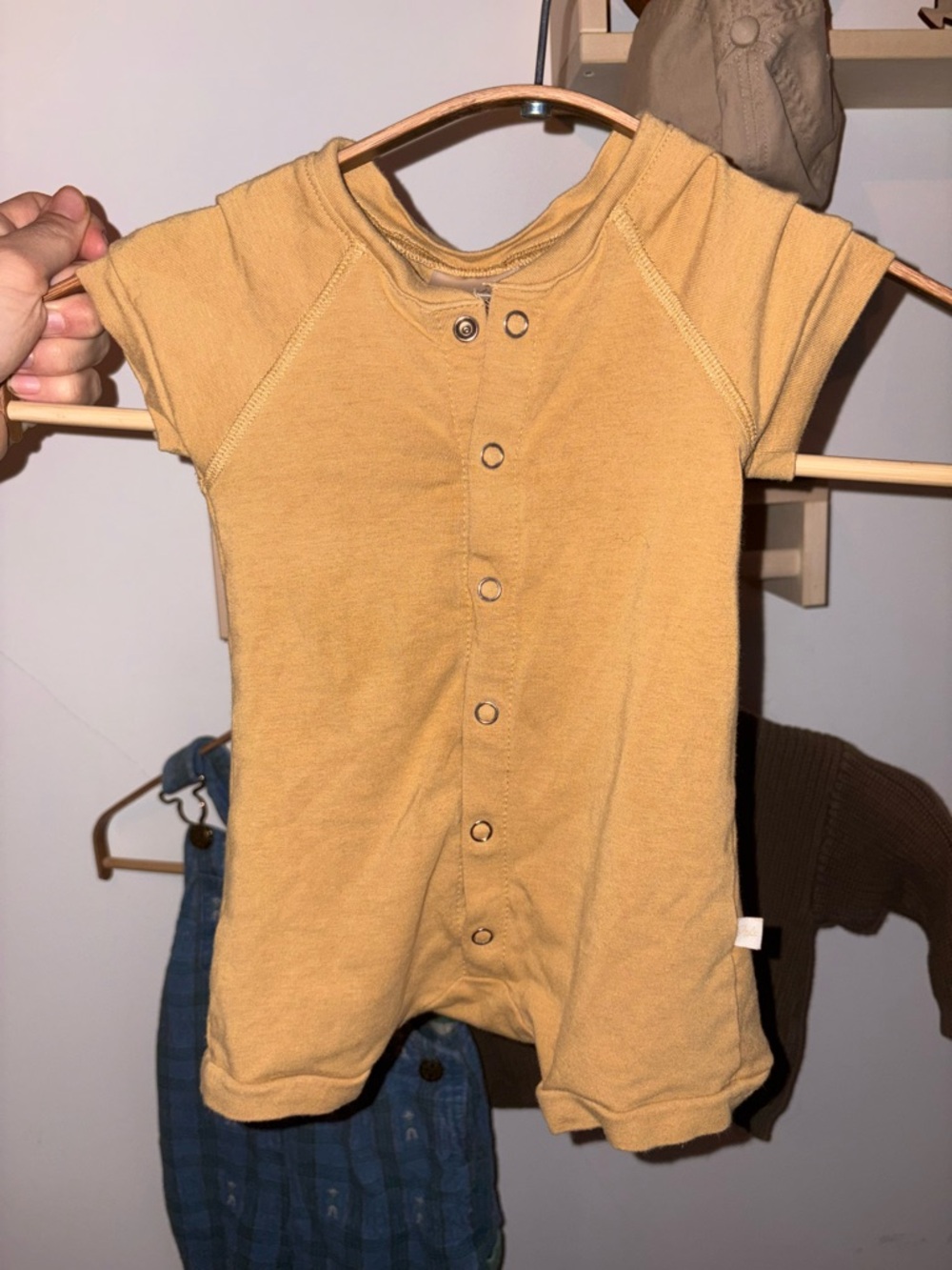 Mustard Yellow Short-Sleeve Baby One-Piece Romper playsuit